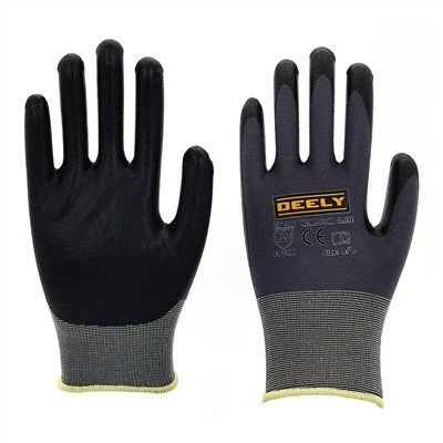 Griż Nylon Polyester Spandex Mgħottija Nitrile Fowm Miksijin Ingwanti